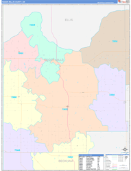 Roger Mills County, OK Wall Map Color Cast Style 2024